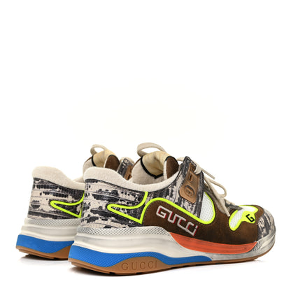 Gucci Suede Calfskin Tejus Printed Mens Ultrapace Sneakers 6 Natural Ardesia Neon Yellow 5 of 16