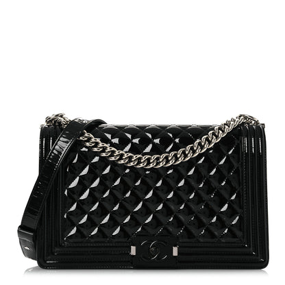 Chanel Patent Calfskin Quilted New Medium Plexiglass Boy Flap Black 1 of 15