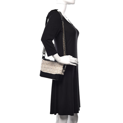 Chanel Tweed Calfskin Quilted Small Gabrielle Hobo Ivory Black 2 of 10
