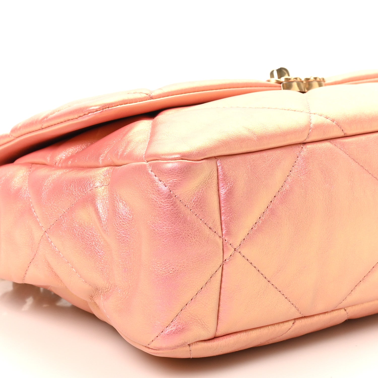 Chanel Metallic Lambskin Quilted Large Chanel 19 Flap Pink 9 of 10
