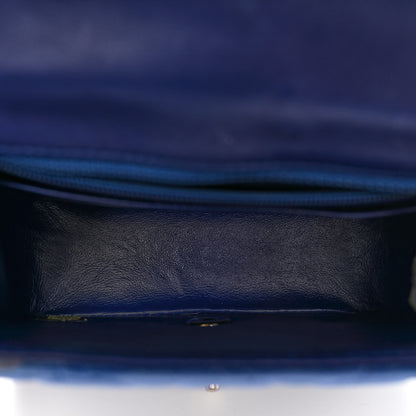 Chanel Velvet Quilted Mini Square Flap Blue 5 of 11