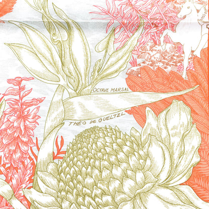 Hermes Silk Faubourg Tropical Scarf 90 Orange Kaki Saumon 6 of 6