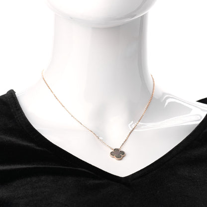 Van Cleef & Arpels 18K Rose Gold Gray Mother of Pearl Vintage Alhambra Pendant Necklace 2 of 7