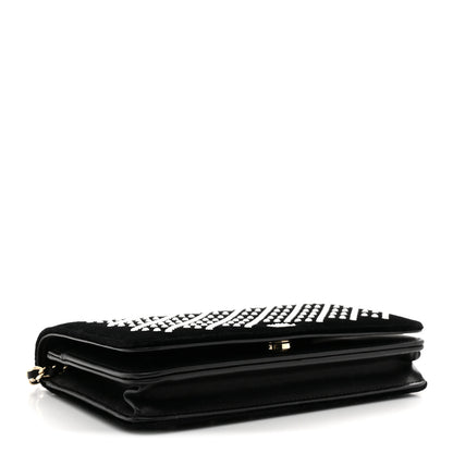 Chanel Velvet Pearl Diamond Embellished Wallet On Chain WOC Black 4 of 12