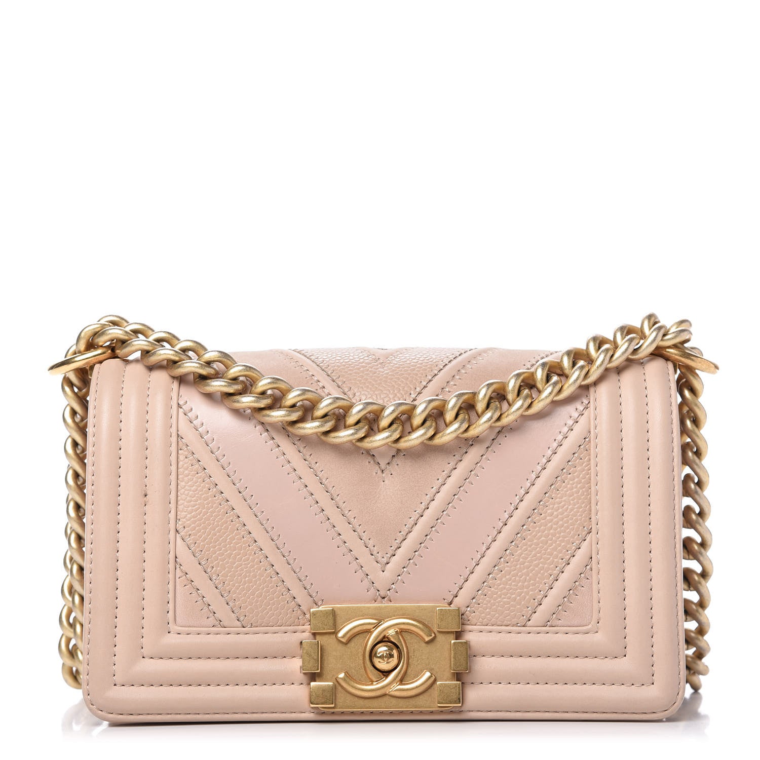 Chanel Caviar Suede Calfskin Chevron Quilted Small Boy Flap Light Pink 1 of 10