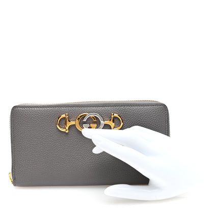 Gucci Grainy Calfskin Zumi Zip Around Wallet Dusty Grey 2 of 7