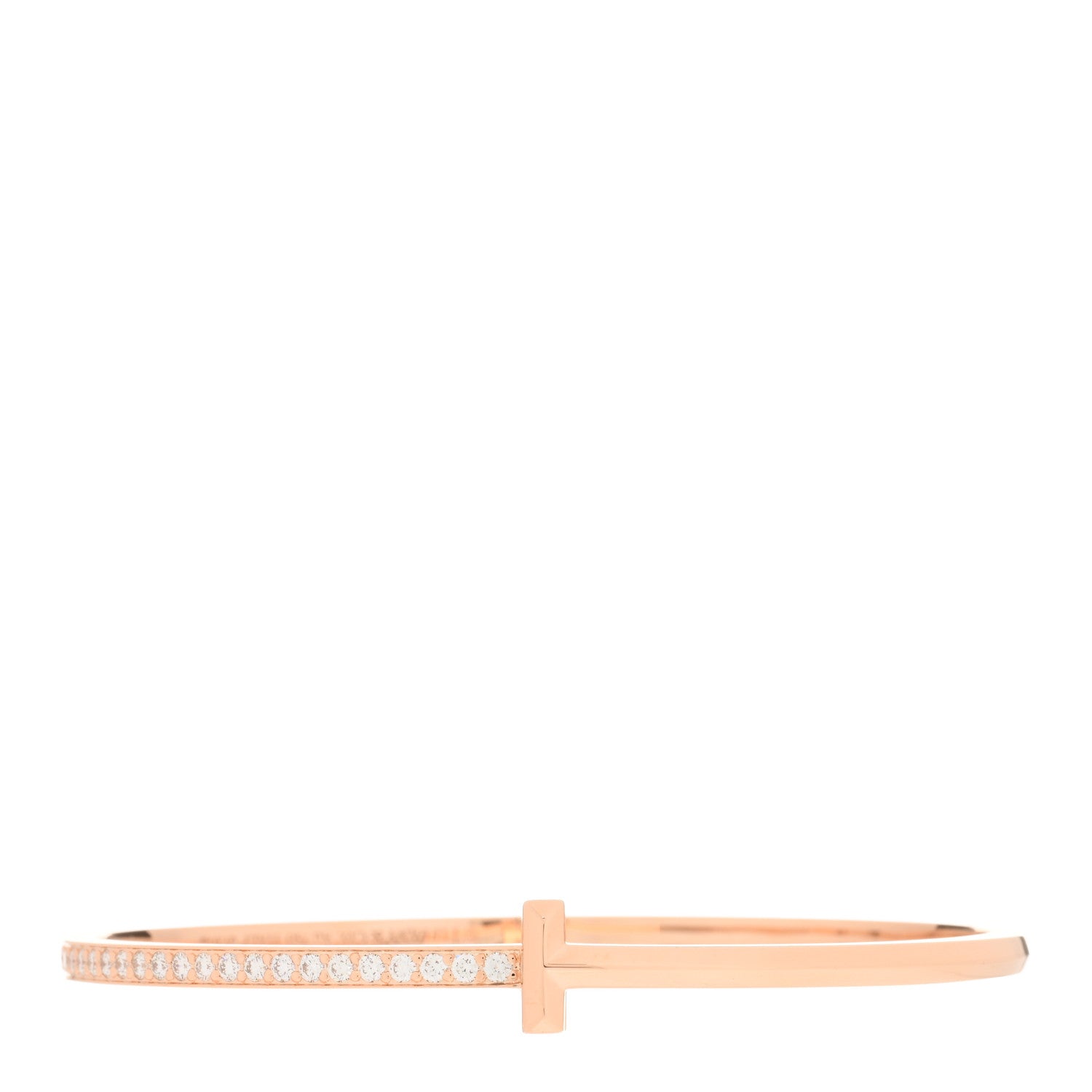 Tiffany 18K Rose Gold Diamond Narrow T1 Hinged Bangle Bracelet 1 of 3