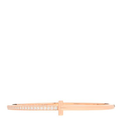 Tiffany 18K Rose Gold Diamond Narrow T1 Hinged Bangle Bracelet 1 of 3