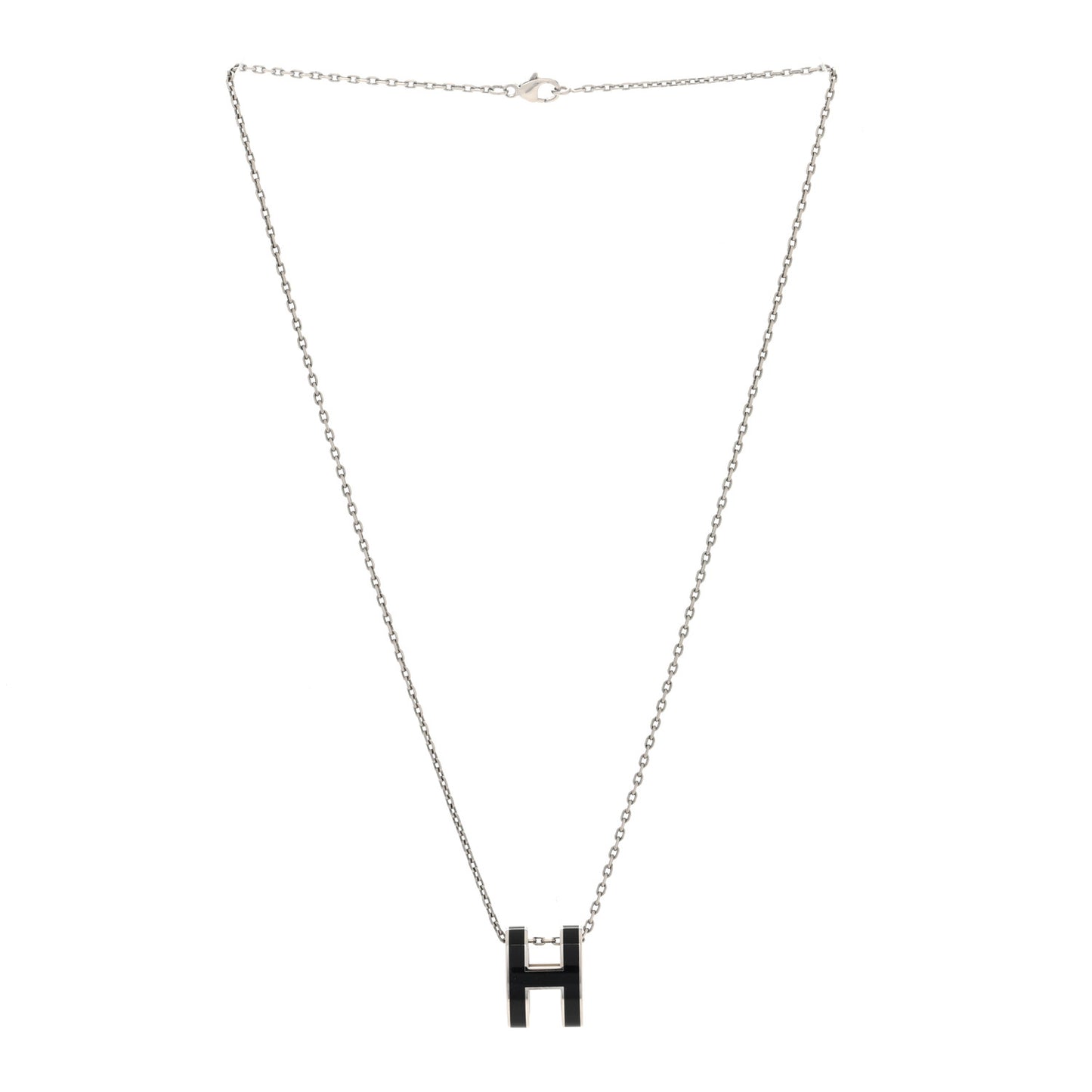 Lacquered Palladium Pop H Pendant Necklace Black