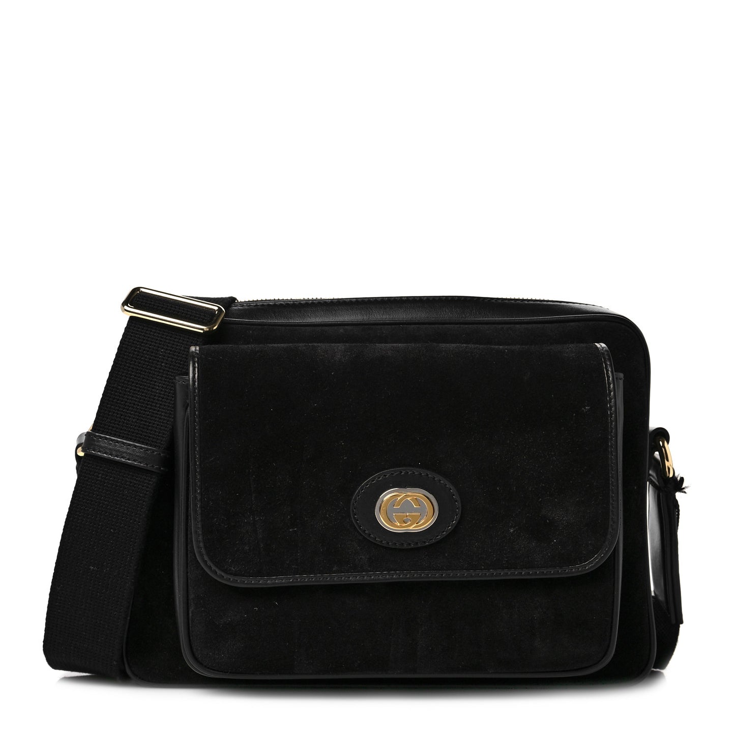 Calfskin Suede Morpheus Messenger Bag Black