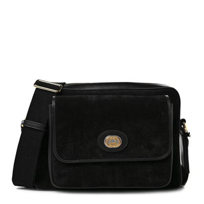 Gucci Calfskin Suede Morpheus Messenger Bag Black 1 of 11
