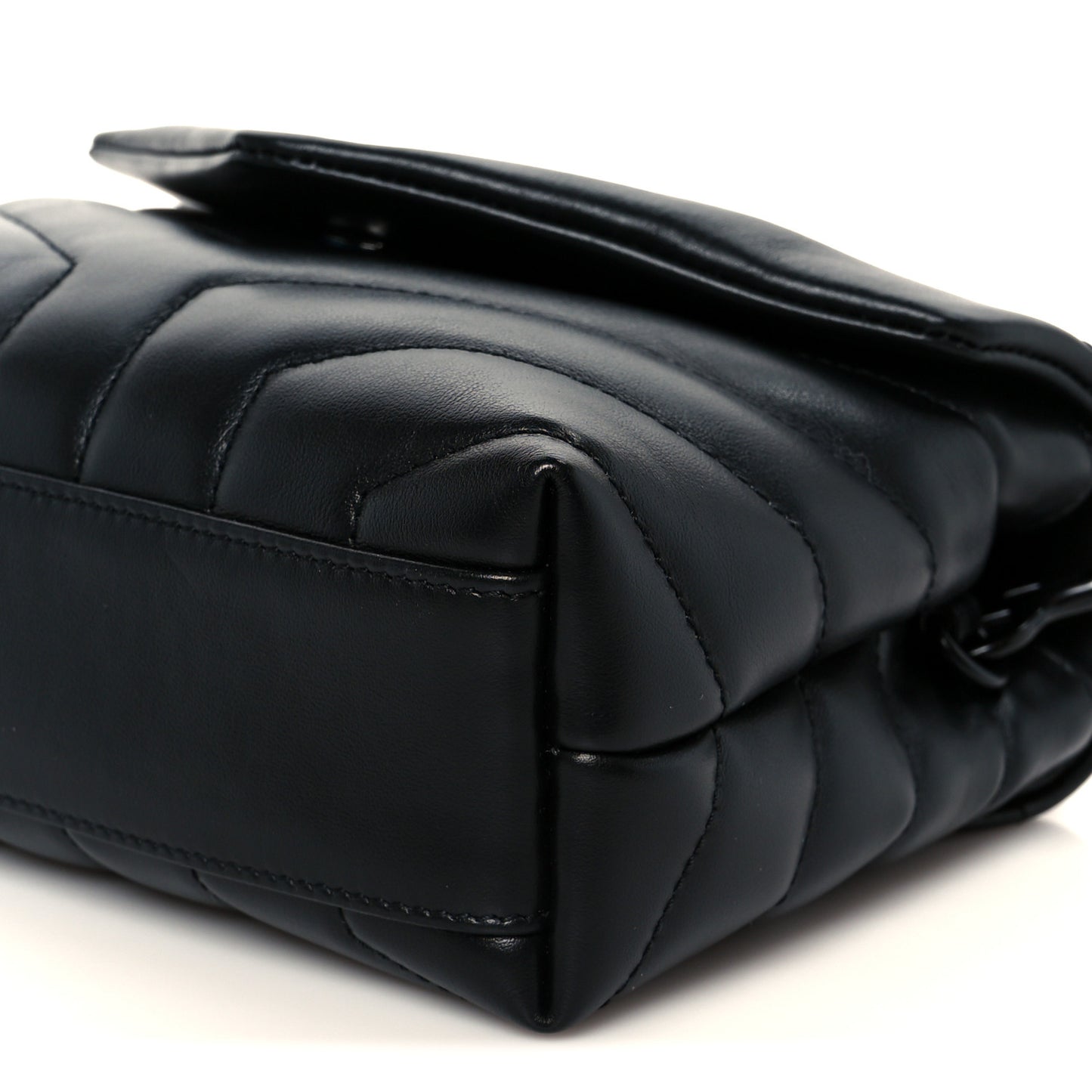 Calfskin Y Quilted Monogram Monochrome Toy Loulou Crossbody Bag Black