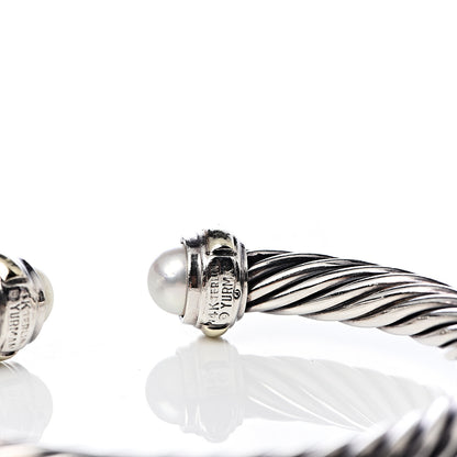 David Yurman Sterling Silver 14K Yellow Gold Pearl 7mm Cable Classics Bracelet 4 of 4