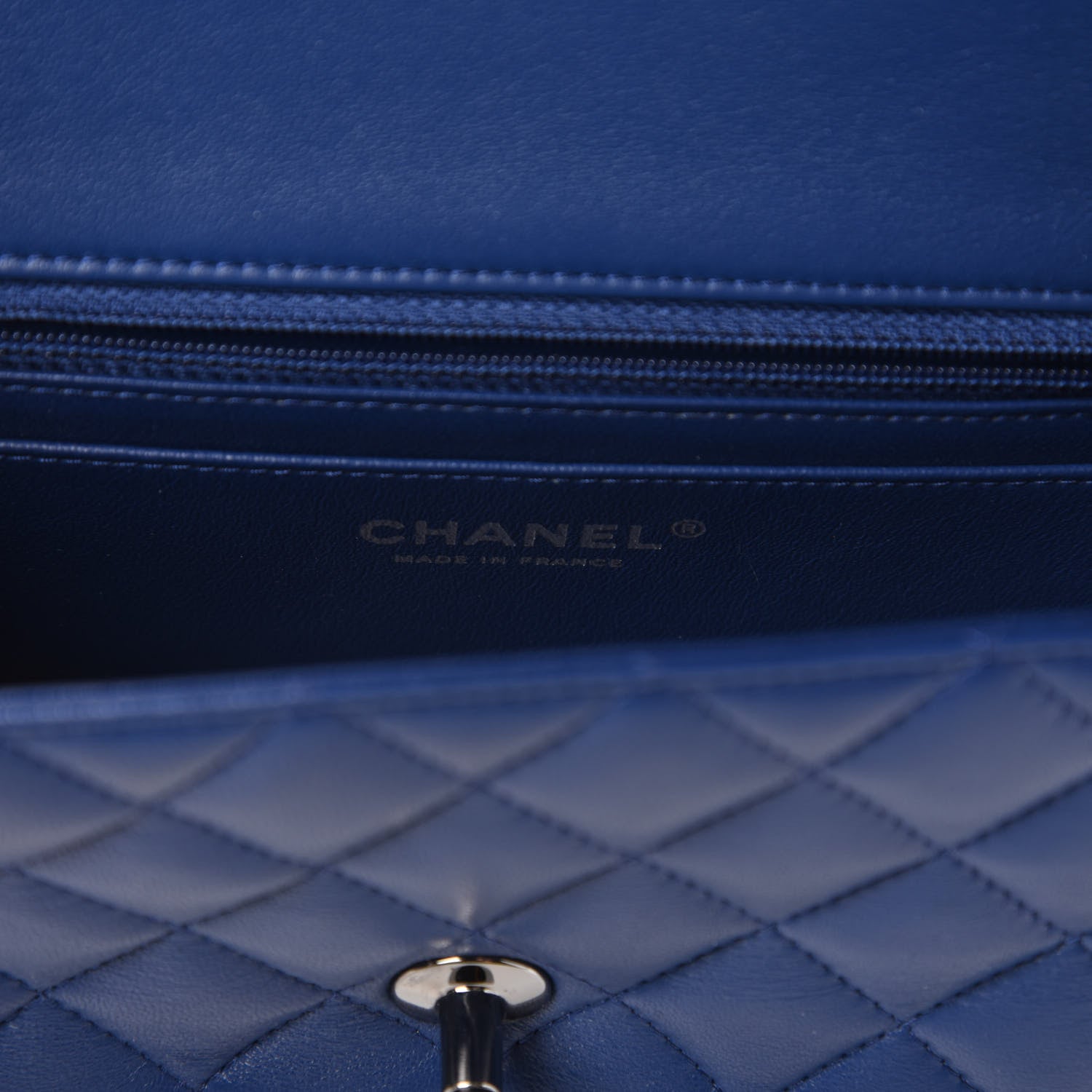 Chanel Lambskin Quilted Mini Rectangular Flap Dark Blue 8 of 11