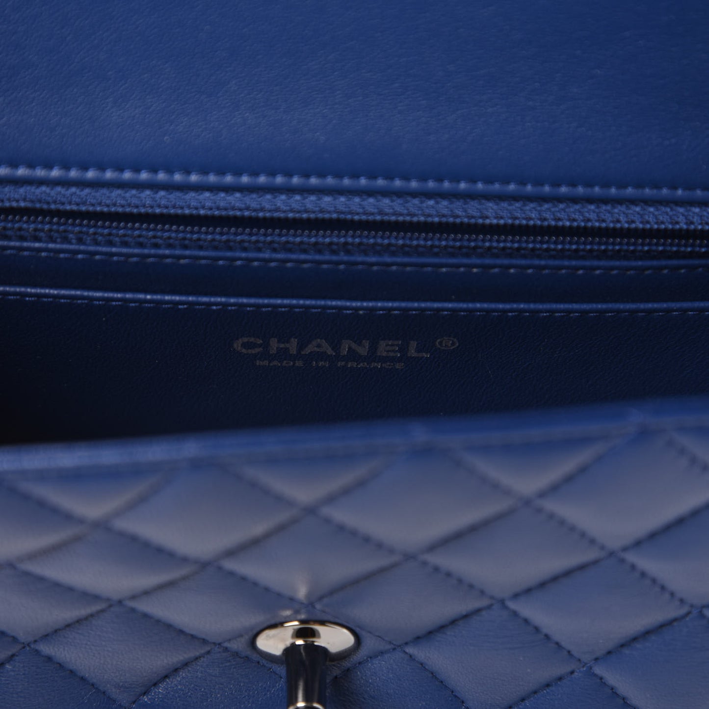 Lambskin Quilted Mini Rectangular Flap Dark Blue