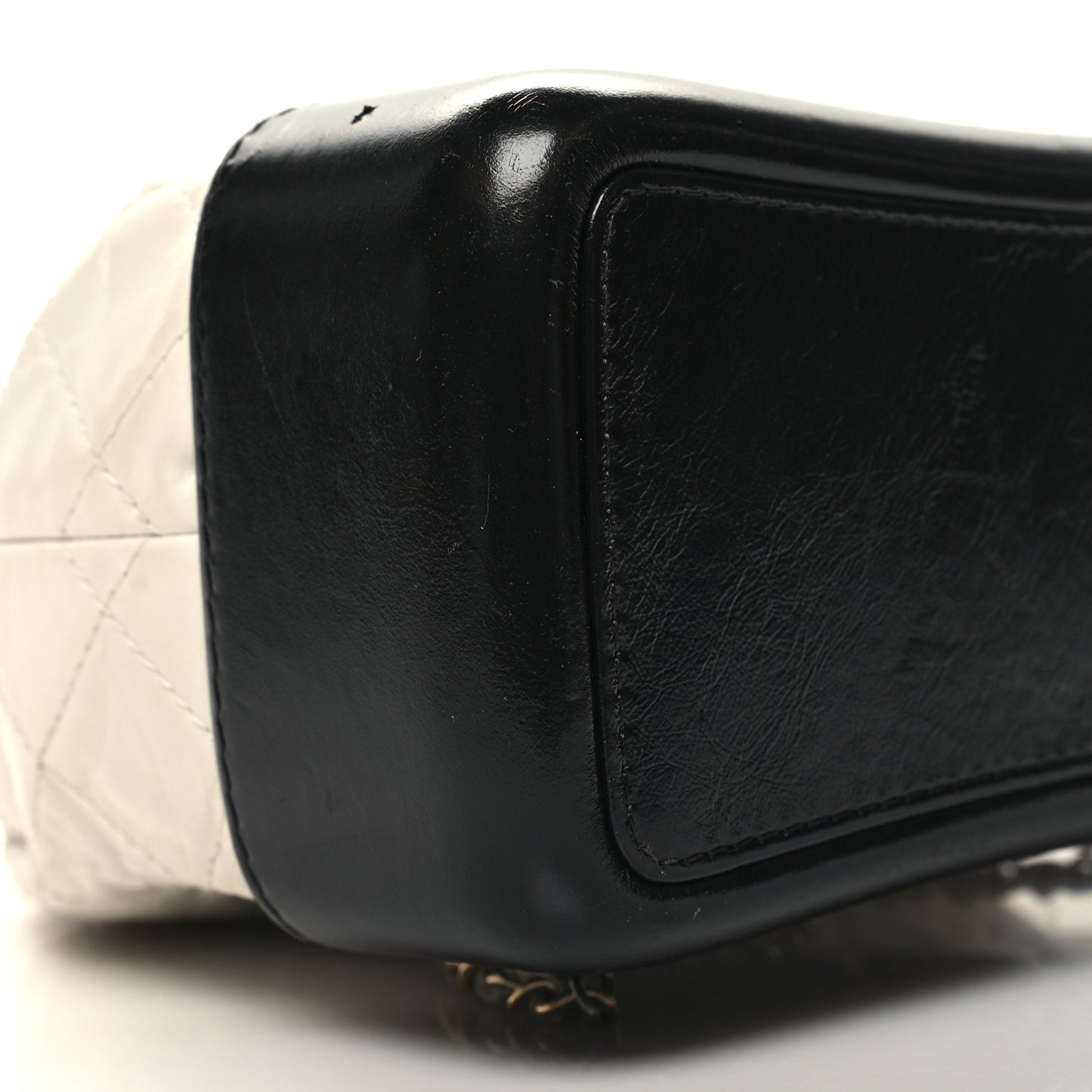 Aged Calfskin Quilted Small Gabrielle Backpack Black White