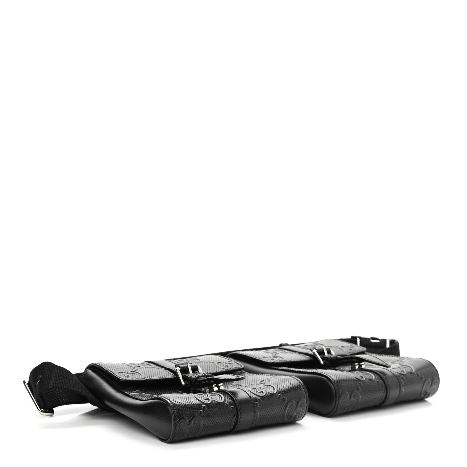 Gucci Calfskin GG Tennis Embossed 2 Detachable Pouch Belt Bag Black 4 of 11