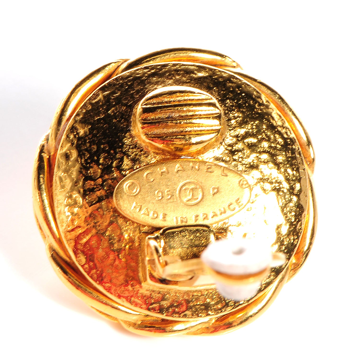 Chanel Faux Pearl Gold CC Clip On Earrings 6 of 12