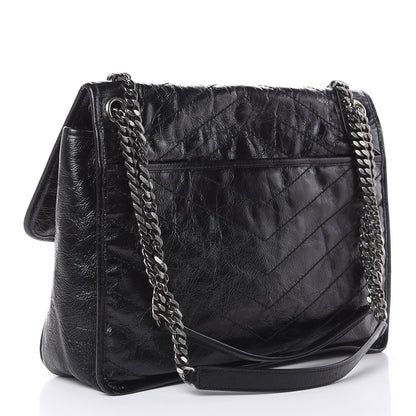 Saint Laurent Crinkled Calfskin Matelasse Monogram Large Niki Chain Satchel Black 3 of 13