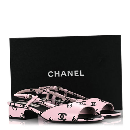 Chanel Printed Lambskin Coco Beach Sligback Sandals 40 Light Pink Black 22 of 22