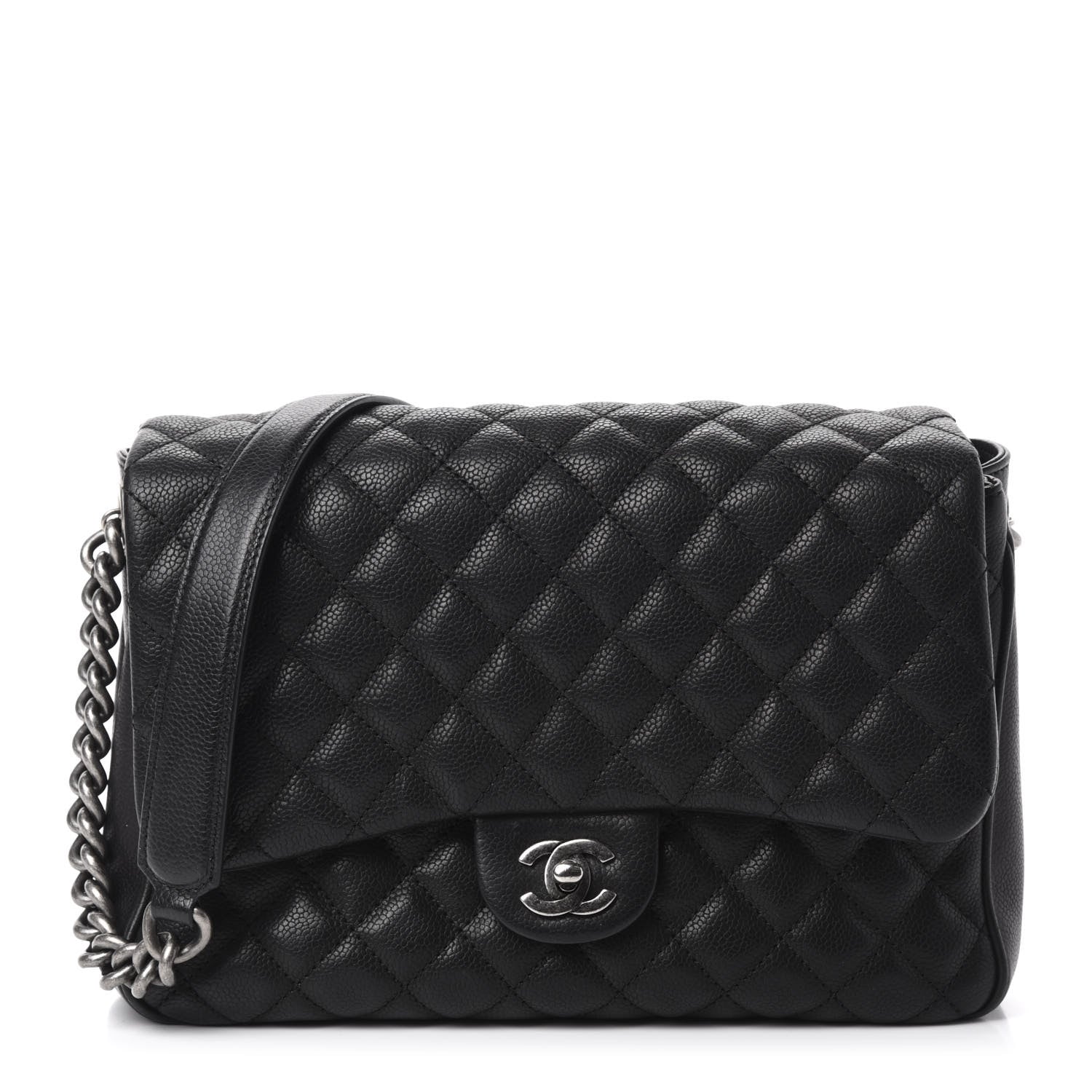 Chanel Caviar Quilted Medium Rock In Rome Single Flap Black 1 of 12