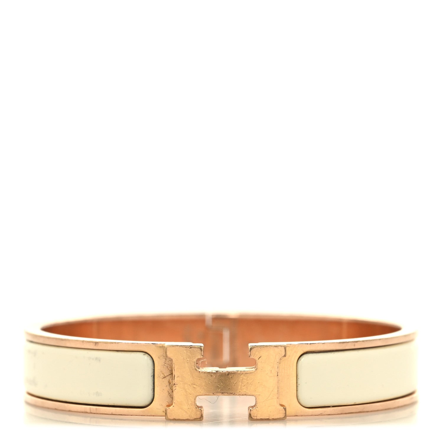 Hermes Enamel Narrow Clic Clac H Bracelet GM Craie 1 of 4