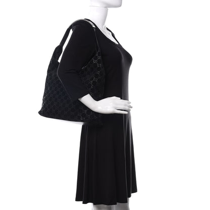 Gucci Suede Monogram Hobo Black 2 of 14