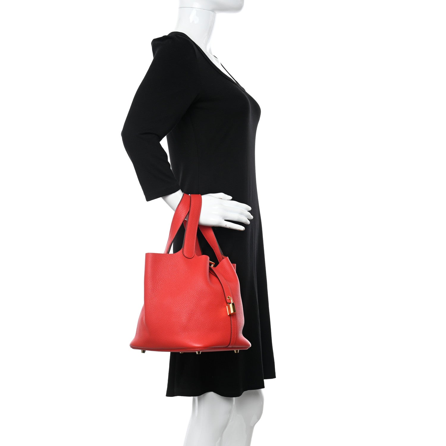 Hermes Taurillon Clemence Picotin Lock 22 MM Rouge de Coeur 2 of 11