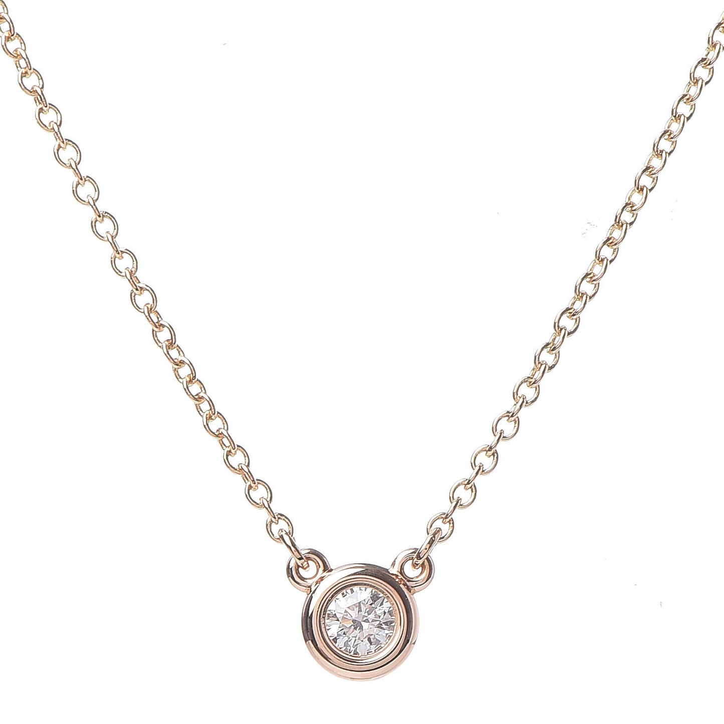 18K Rose Gold Diamond .10ct Elsa Peretti Diamonds by the Yard Pendant Necklace