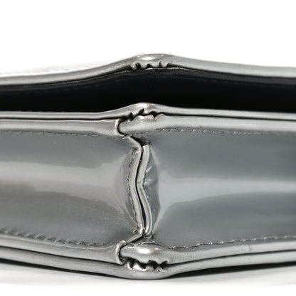Christian Dior Metallic Patent Micro-Cannage Diorama Wallet on Chain Pouch Silver 10 of 10
