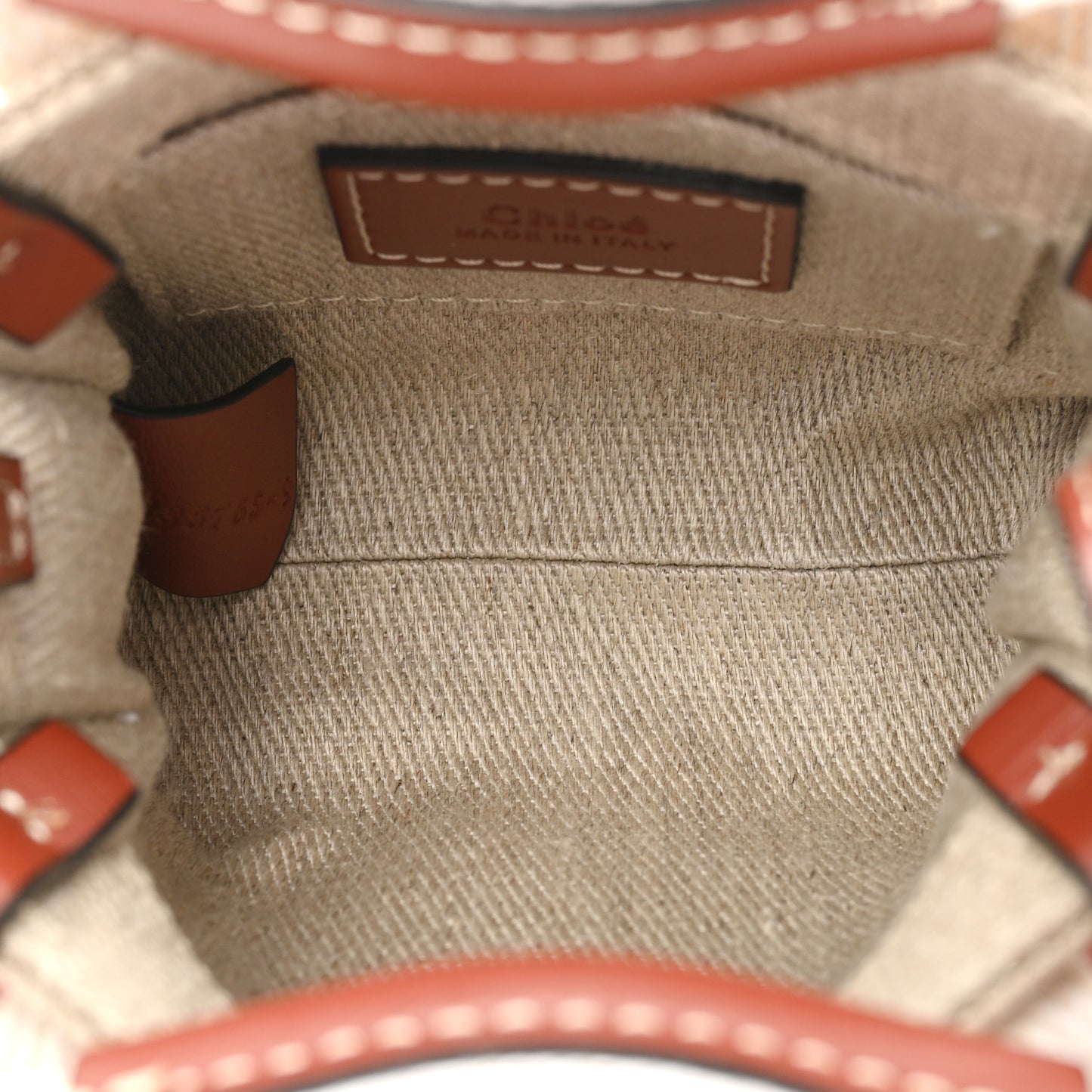 Cotton Calfskin Nano Woody Ribbon Tote White Brown