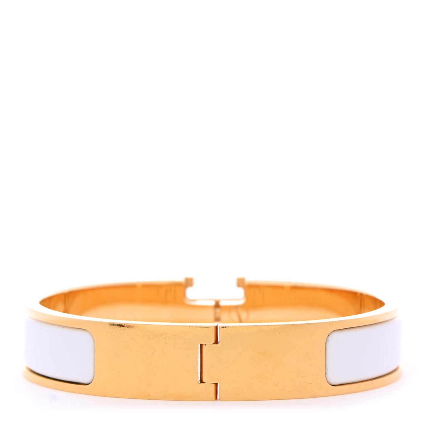 Enamel Narrow Clic Clac H Bracelet PM White