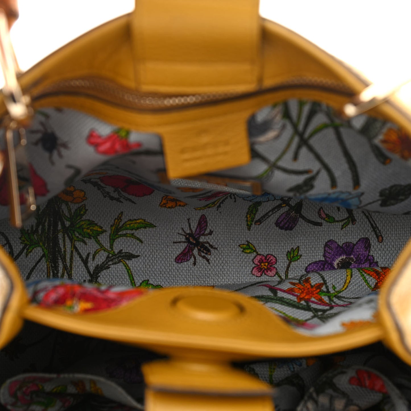 Calfskin Small Bamboo Shopper Tote Yellow