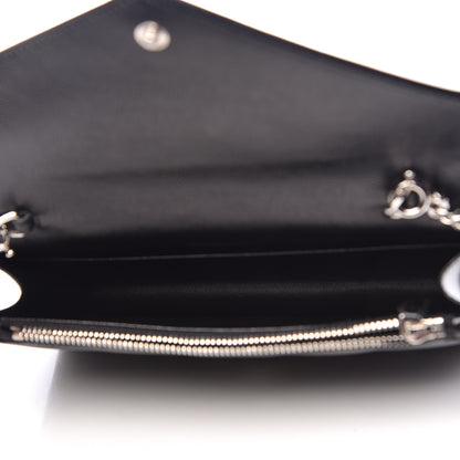 Saint Laurent Grain De Poudre Matelasse Chevron Monogram Envelope Chain Wallet Black 7 of 12