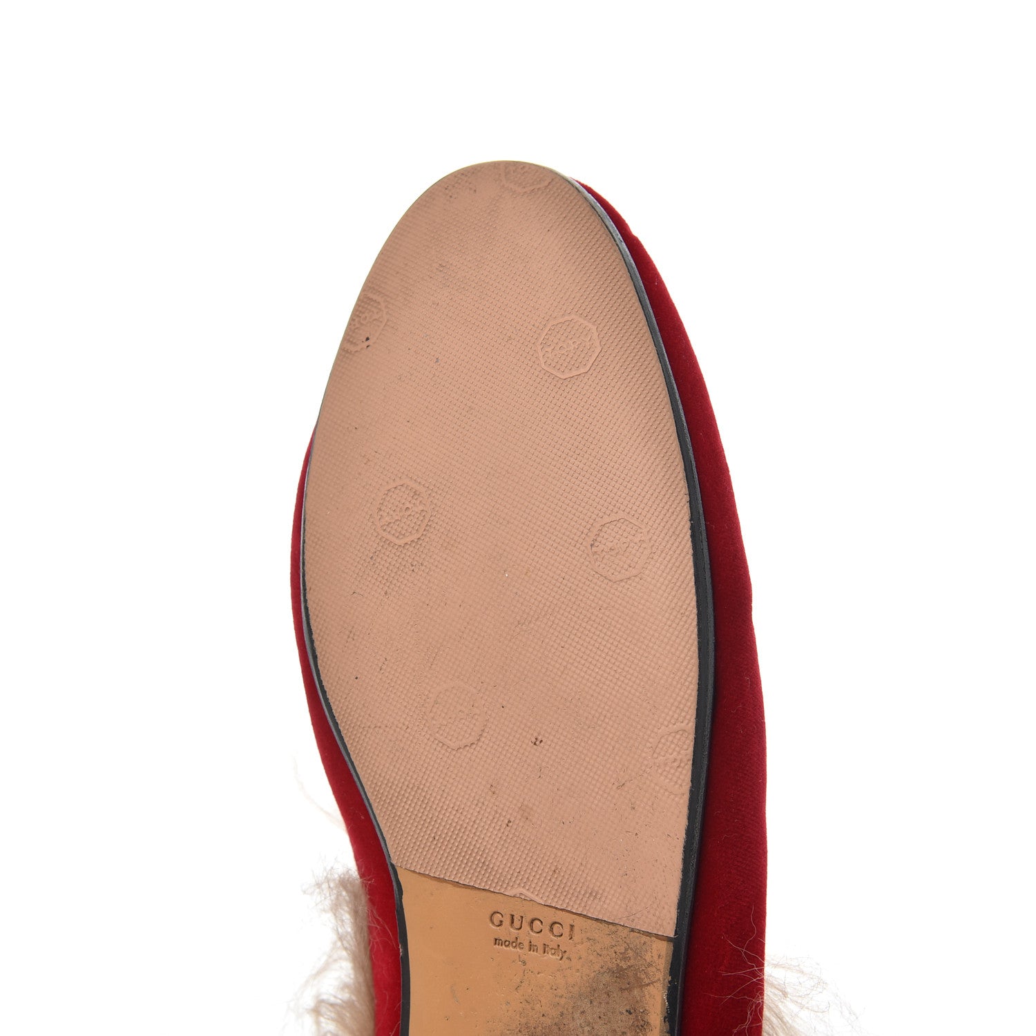 Gucci Velvet Fur Womens Princetown Slippers 39 Hibiscus Red 10 of 13