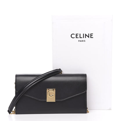 Celine Shiny Smooth Calfskin C Wallet On Chain Bag Black 9 of 9