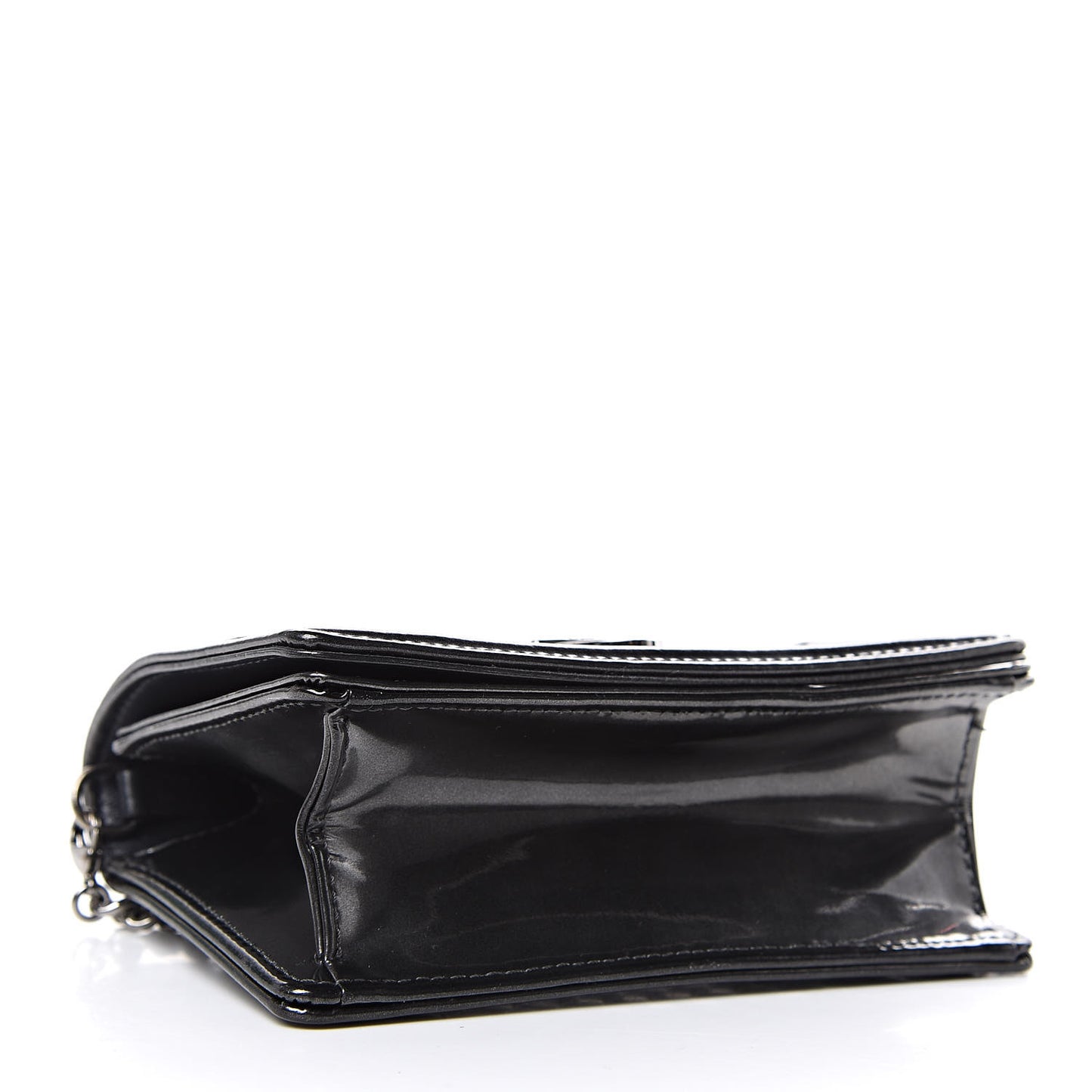Metallic Patent Micro-Cannage Baby Diorama Flap Bag Graphite