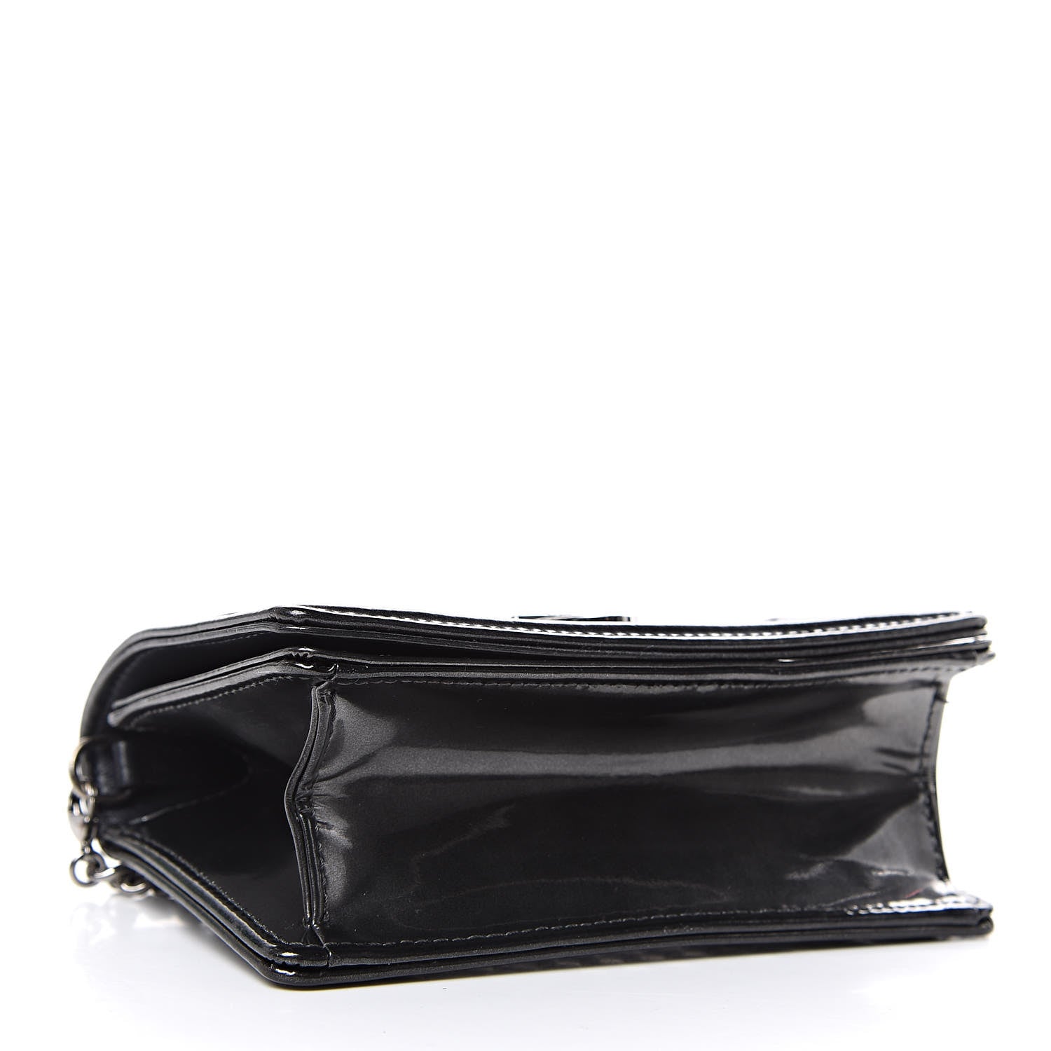 Christian Dior Metallic Patent Micro-Cannage Baby Diorama Flap Bag Graphite 4 of 8