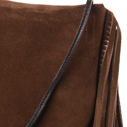 Saint Laurent Suede Fringe Flat Anita Crossbody Bag Coffy Marrone 8 of 10