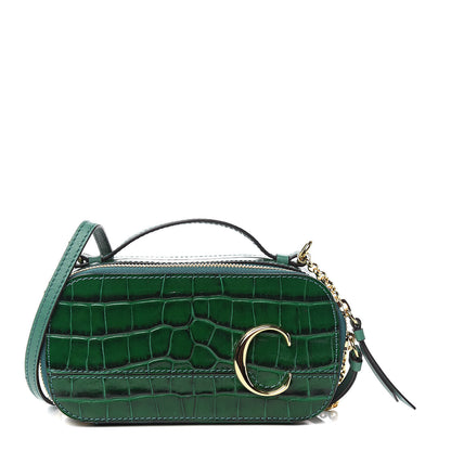 Chloe Calfskin Crocodile Embossed Mini C Vanity Bag Woodsy Green 1 of 10