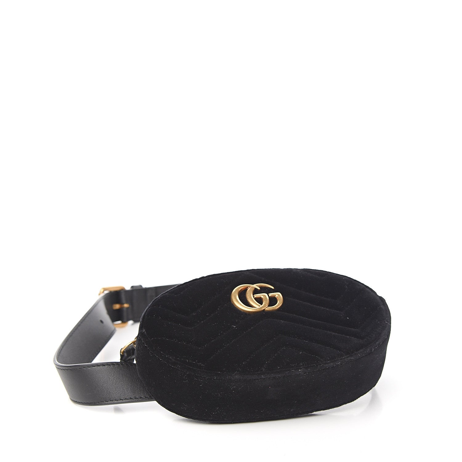 Gucci Velvet Matelasse GG Marmont Belt Bag 85 34 Black 3 of 8