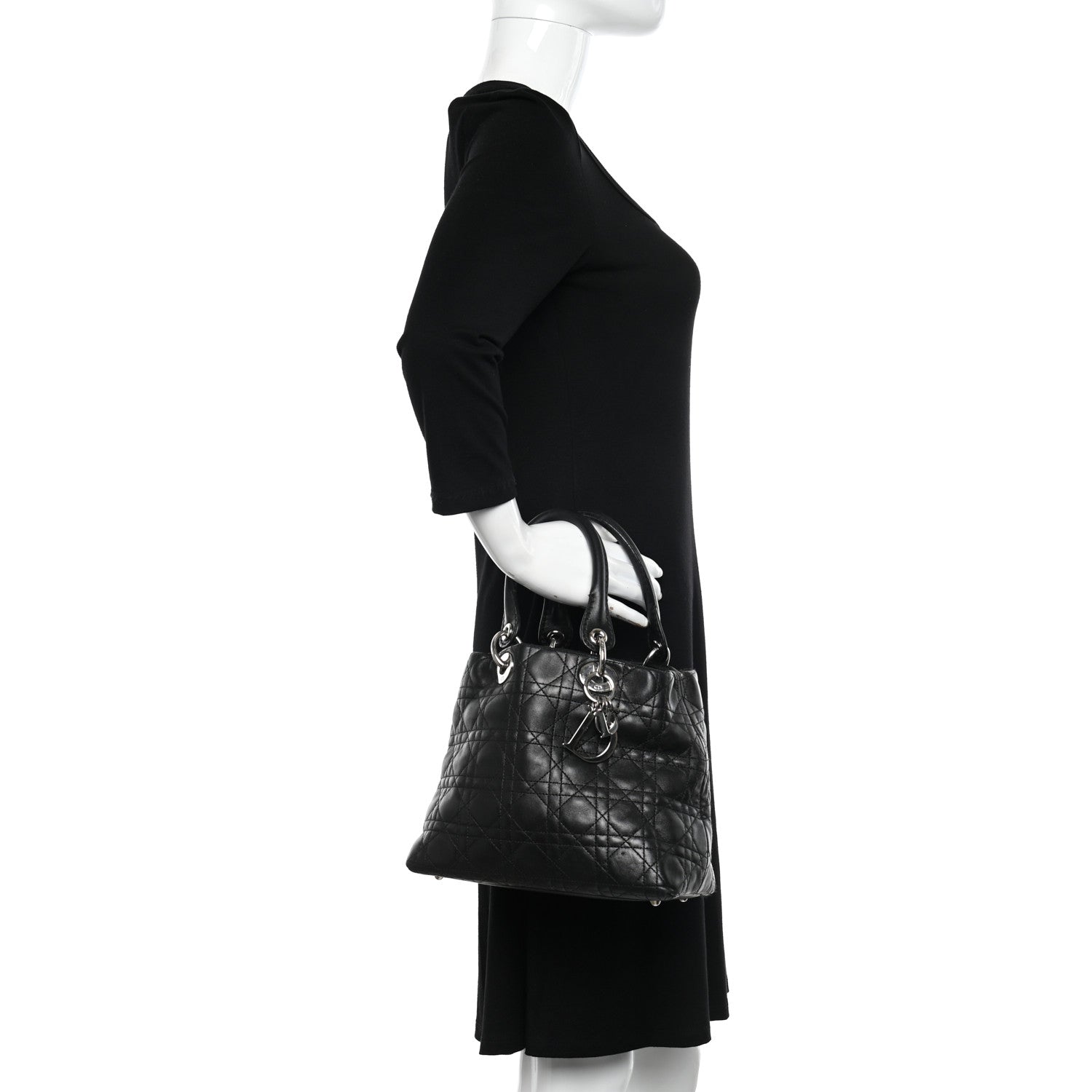 Christian Dior Lambskin Cannage Small Soft Lady Dior Tote Black 2 of 14