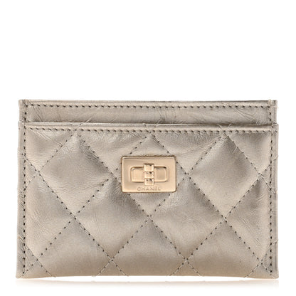 Chanel Metallic Aged Calfskin Quilted Reissue Card Holder Light Gold 1 of 9