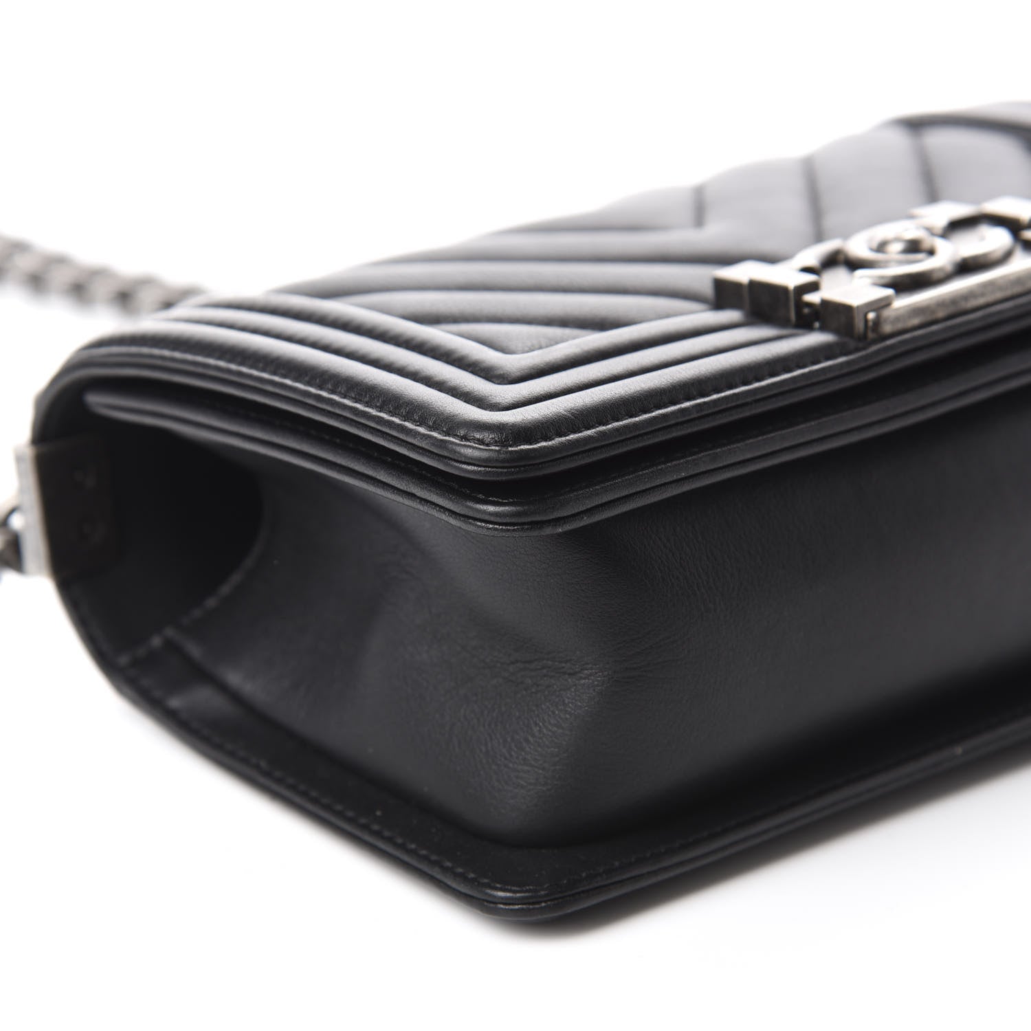 Chanel Calfskin Chevron Quilted Small Boy Flap Black 6 of 12