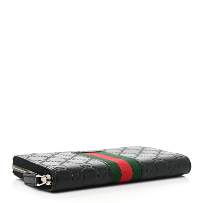 Gucci Guccissima Web Zip Around Wallet Black 4 of 11