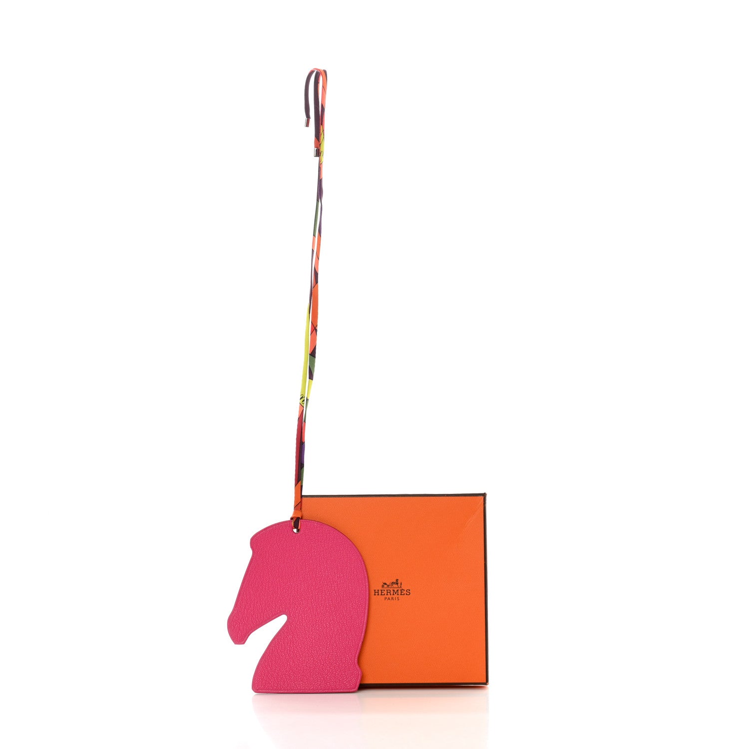 Hermes Everlisse Chevre Mysore Samarcande Horse Ornament Bag Charm Orange Rose Shocking 4 of 4