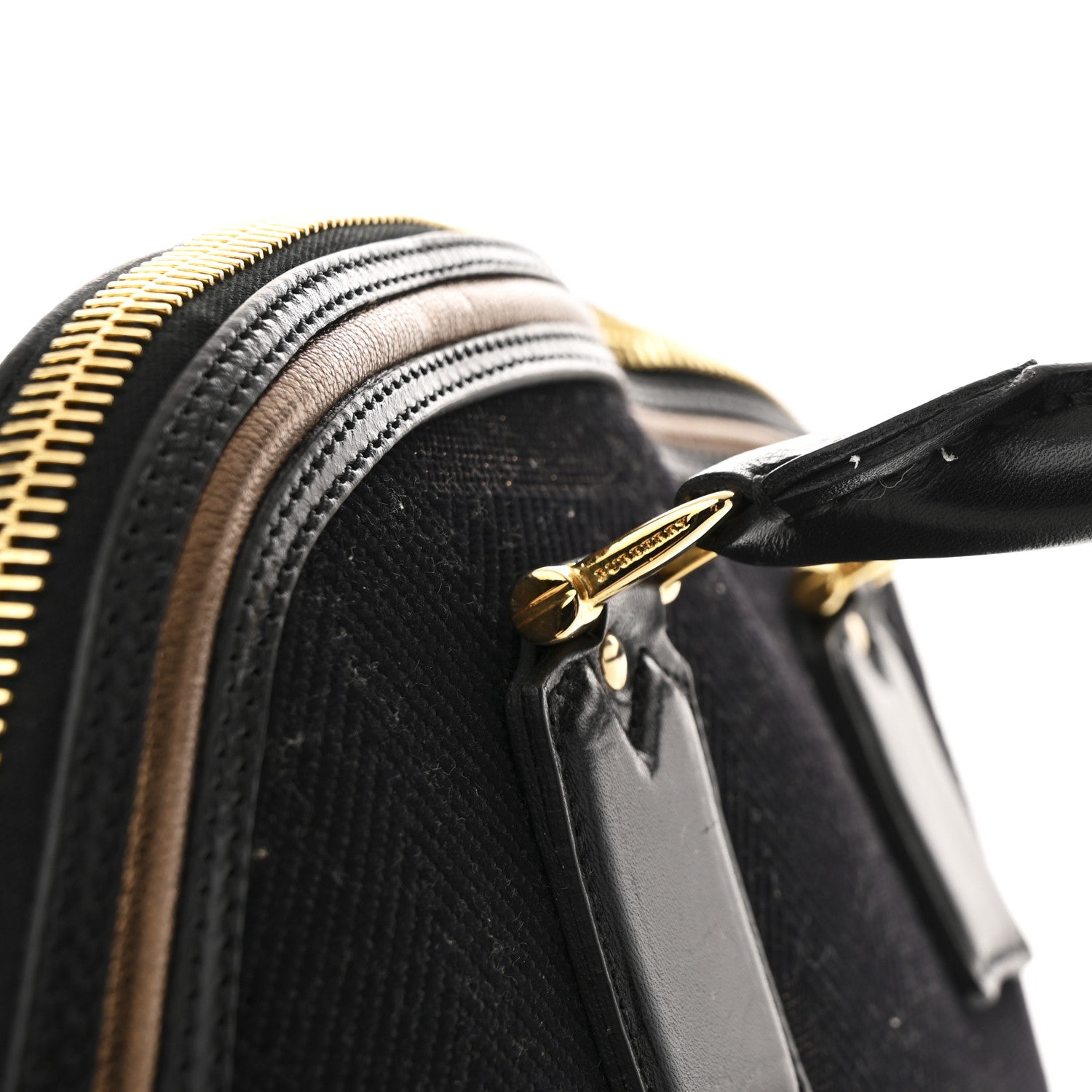 Burberry Prorsum Check Jacquard Orchard Bowling Bag Gold Black