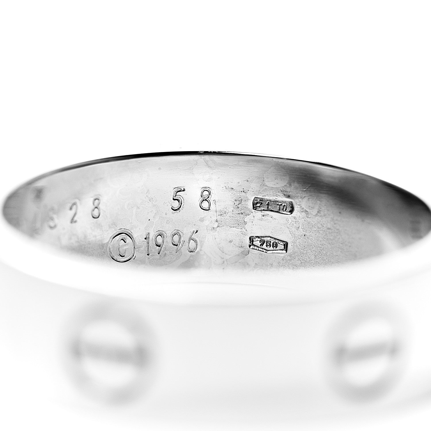 Cartier 18K White Gold 6mm LOVE Ring 58 8.25 5 of 5