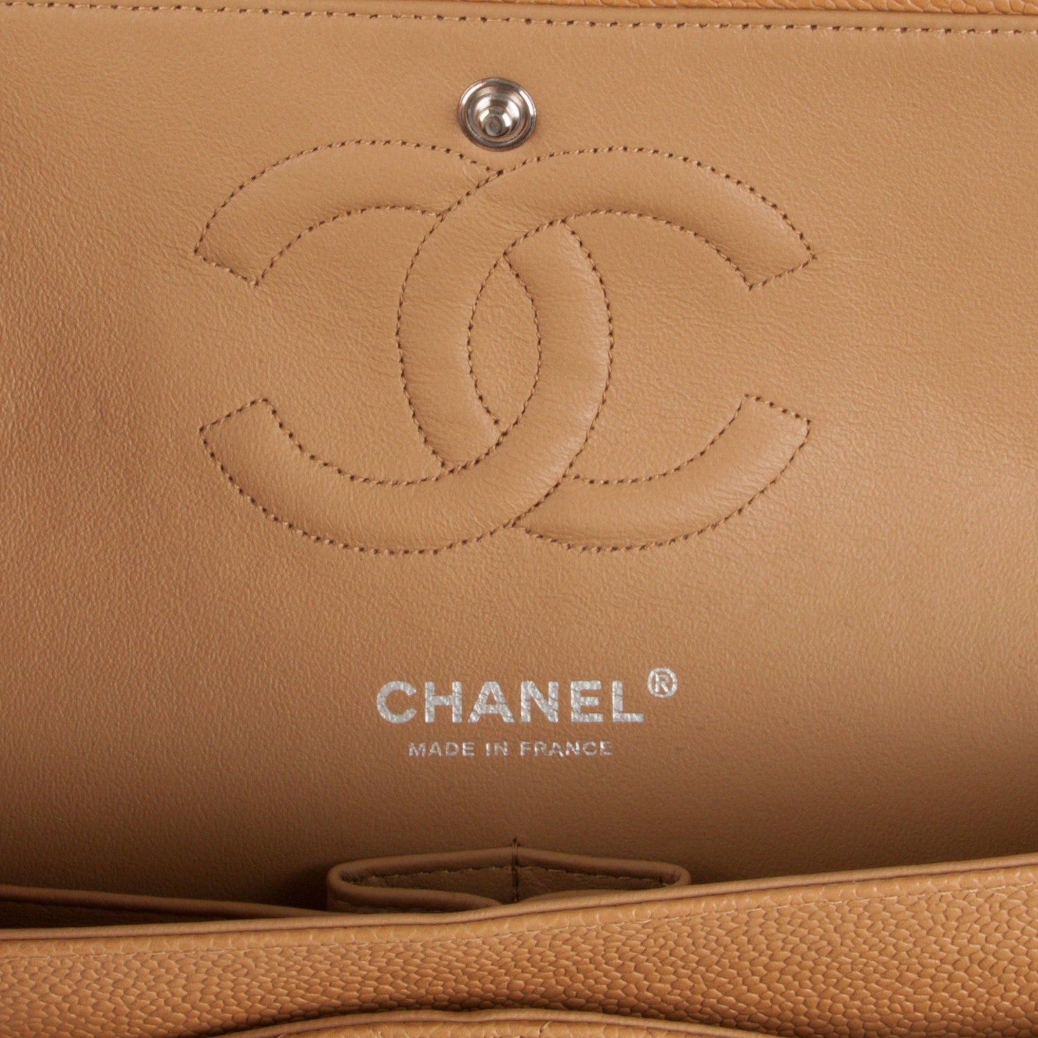 Chanel Caviar Quilted Medium Double Flap Beige 9 of 10
