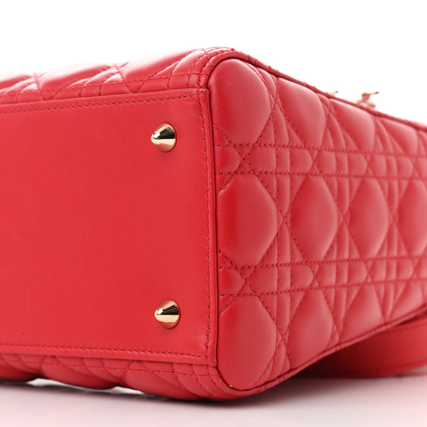 Christian Dior Lambskin Cannage Medium Lady Dior Red 10 of 11